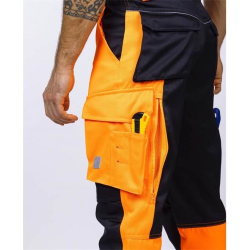 Nohavice s náprsenkou ARDON®SIGNAL+ oranžovo-čierna